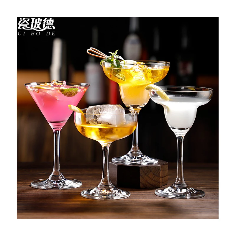 Custom logo long stem luxury cocktail glasses set Champagne Goblet coupe cocktail glass cup martini cocktail glass 10oz