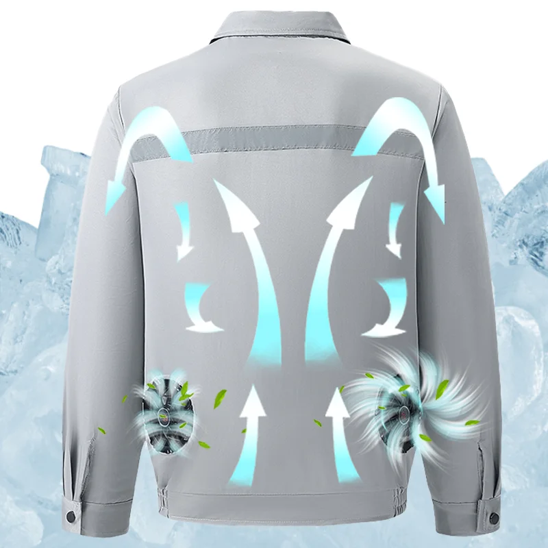 High temperature working worker clothes battery powered air conditioner cooling jackets two fans inside summer cooling jacket