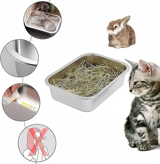 Large Capacity Semi-closed Sand Box Pet Toilet Anti Splash Cat Tray Cleaning Bath Basin Supplies stainless steel cat litter box