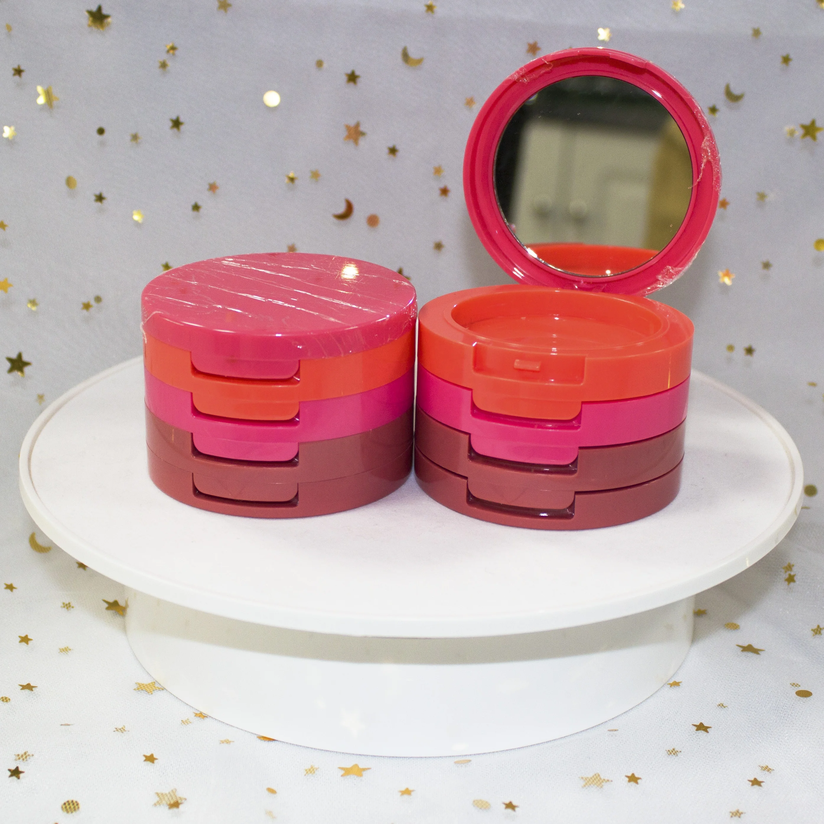 Custom Plastic Empty Foundation Compact Case container Multi Layers Stackable pressed Powder Blush Compact Packaging