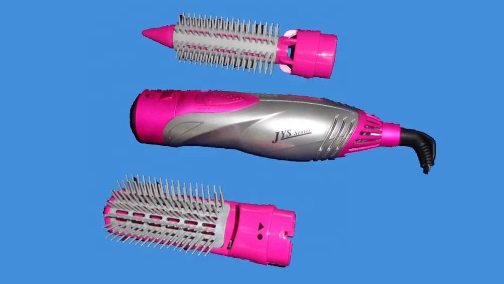 CE GS CB approved 800W~1000W hot air hair brush hair straightener with two interchangeabkle styling attachments