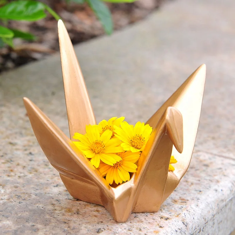 Creative Ceramic Thousand Paper Crane Origami Custom Office Storage Ornaments Home Small Flowerpot Ornaments