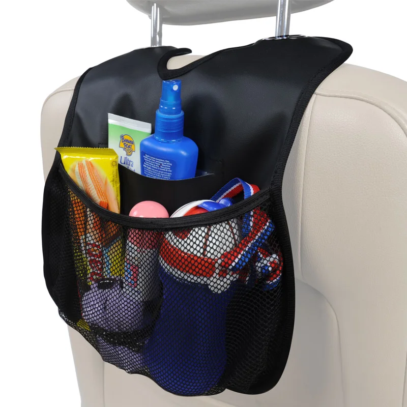 
Multi-Pocket Bag Pu Leather Storage Baby Small Item Bag Universal Car Back Seat Organizer 