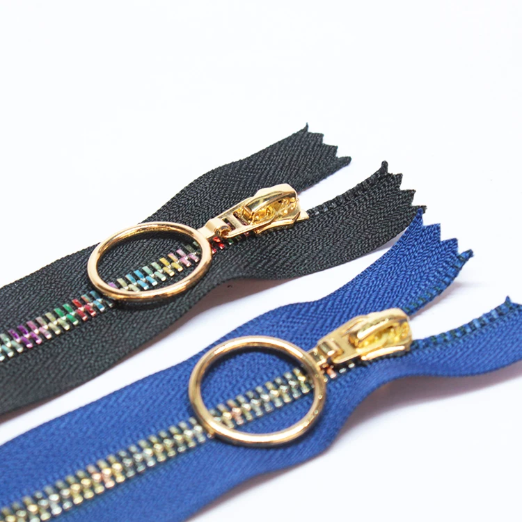 Factory double point teeth metal zipper colorful teeth open end metal zipper