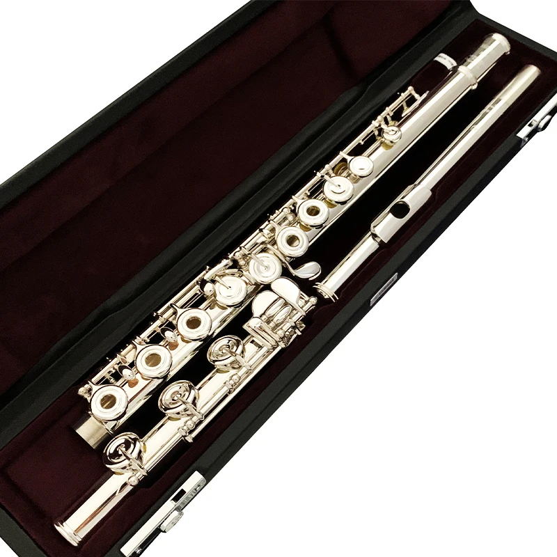 Flute with High Quality Leather Mats Yamahas YFL-677H Musical Instruments Professional Level Pure Silver