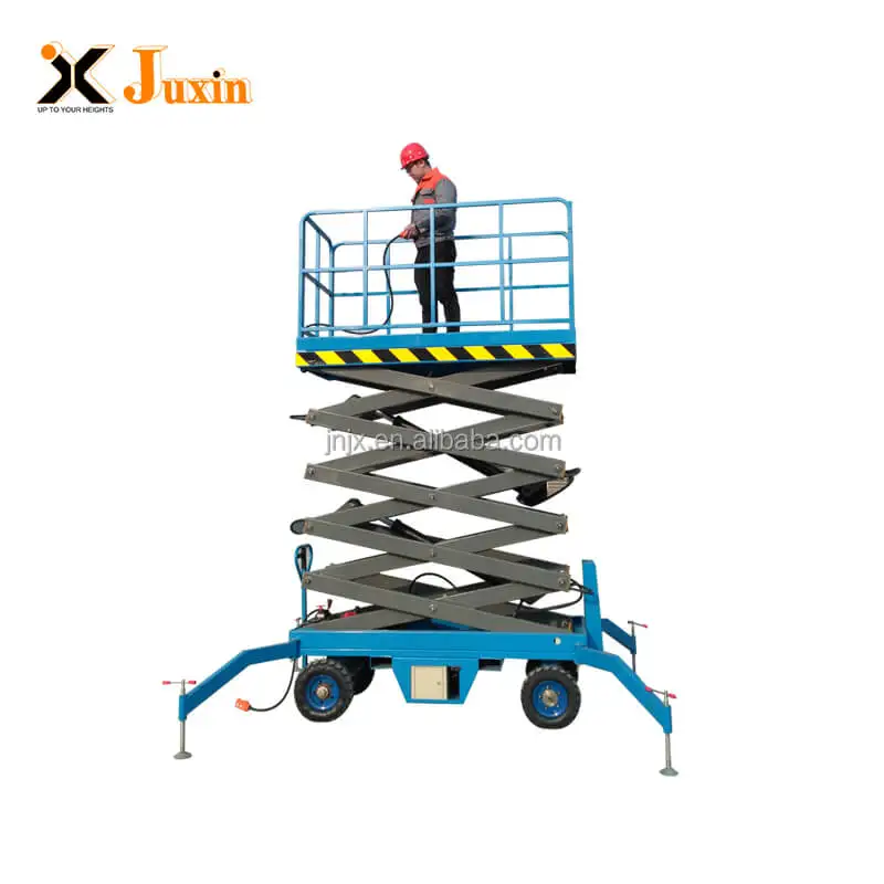 Overhead working vehicle for manual traction, electric hydraulic scissor lift, mobile scissor lift and maintenance