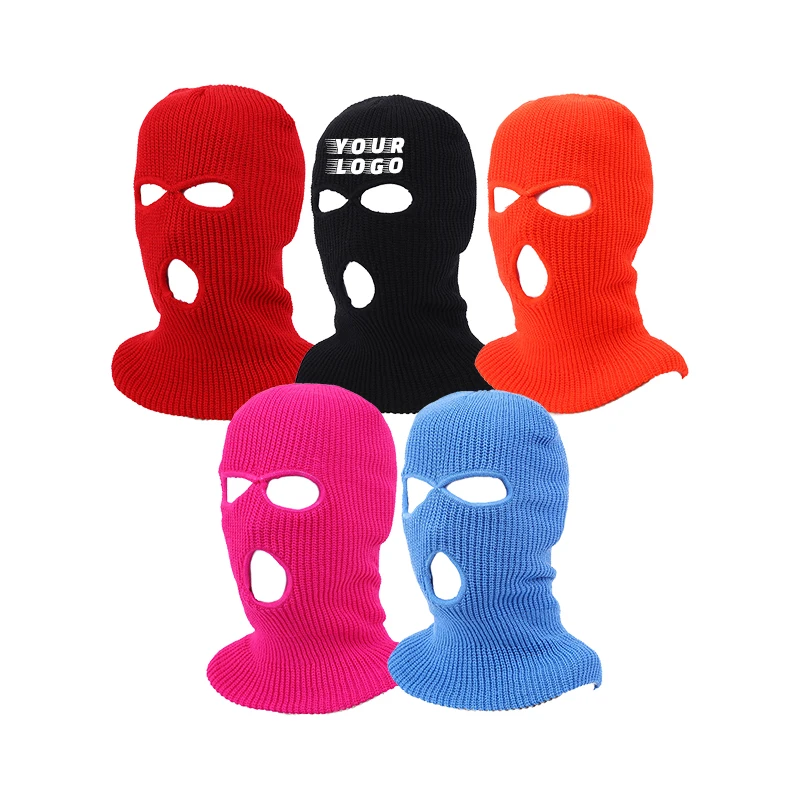 Wholesale High Quality Custom Logo Face Mask Embroidery Winter Skimask Three Hole Face Mask Custom Balaclava