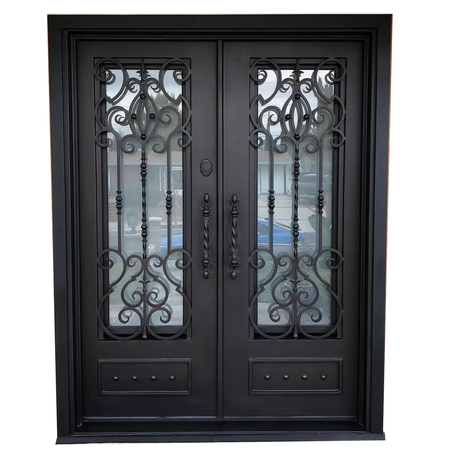 Entrance door iron front door gate design steel grill wrought iron door for home