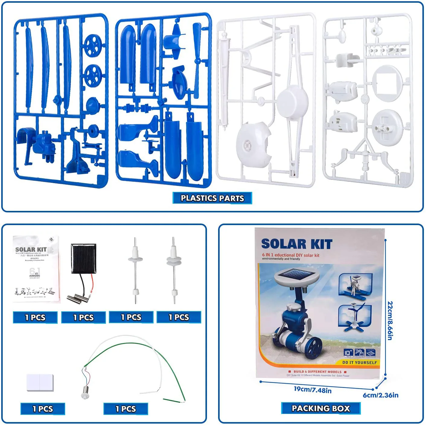 New 6 IN 1 Solar Toy Educational DIY Robots Plane Kit Creative Children Kid Gift