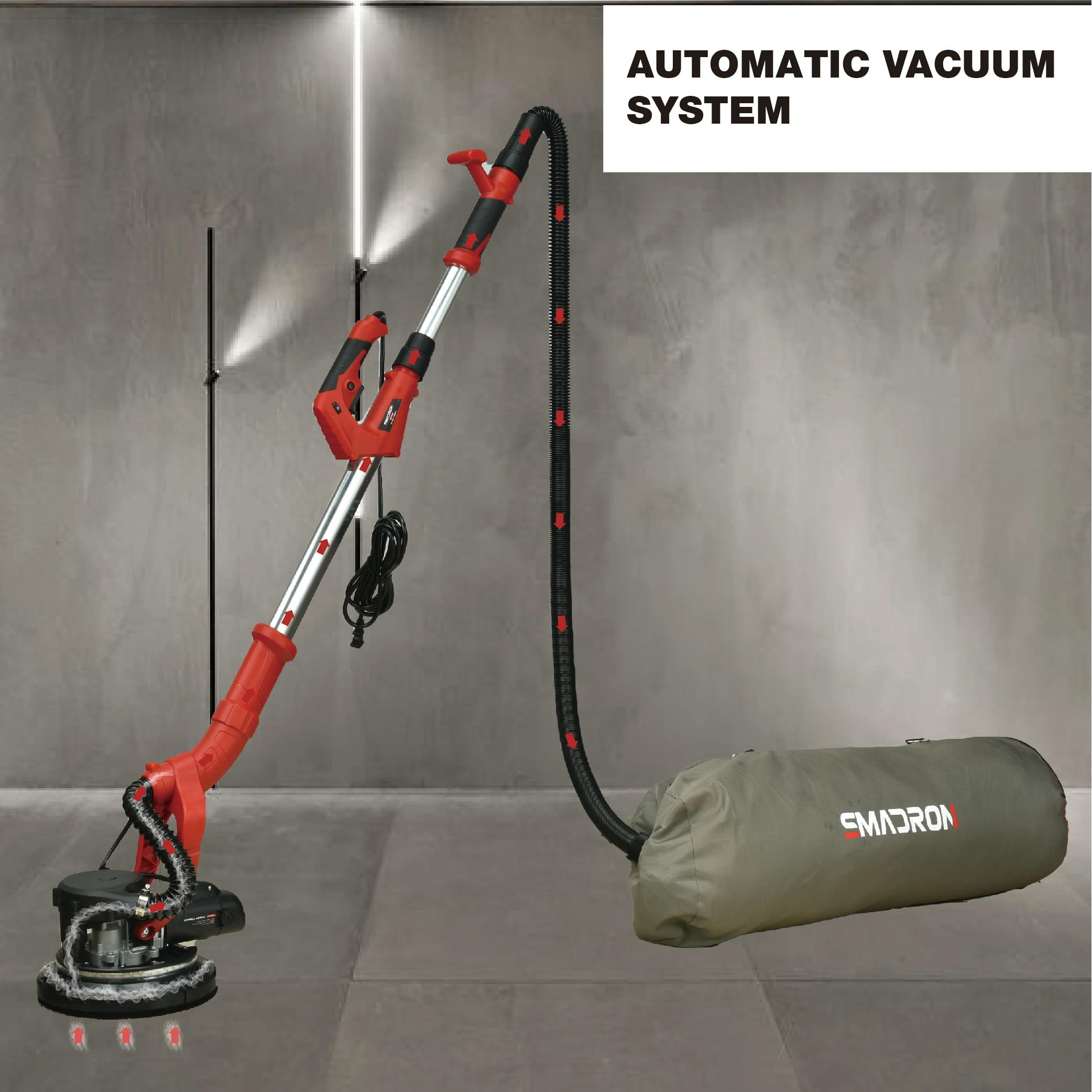 HM2309A Fast Dispatch 750W Drywall Sander Ceiling Wall Sander Machine with Vaccum System