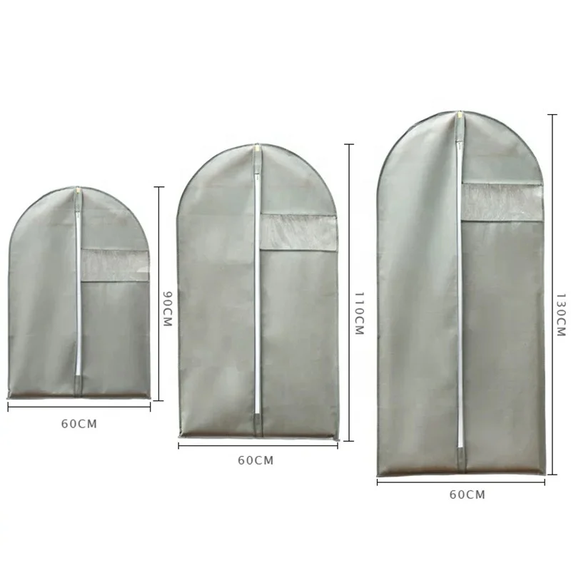 Custom Printed Wedding Dress Garment Bags Reusable Suit Garment Bag Non Woven Clothes Cover With Transparent Window