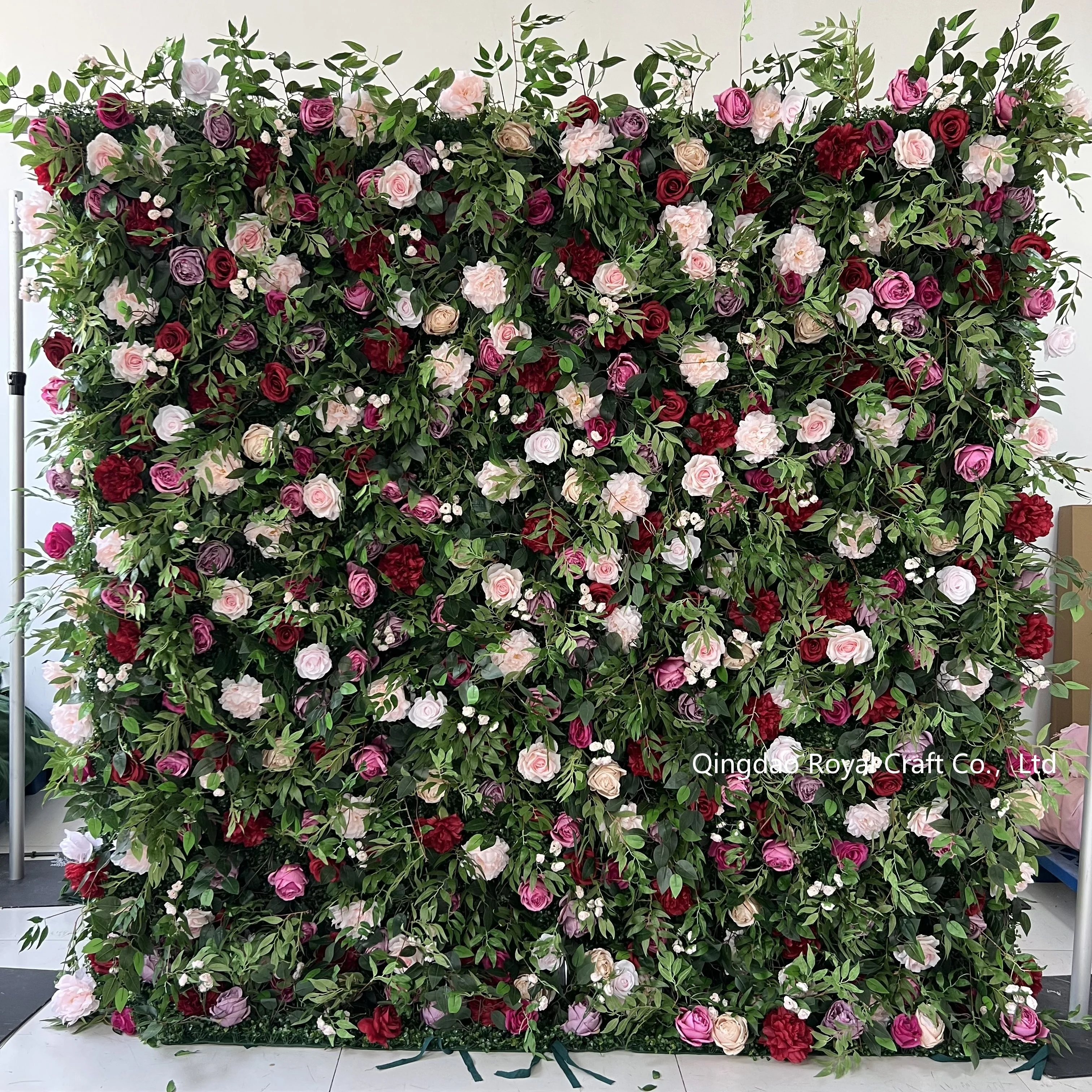 Wedding Decor Luxury Artificial Peony Flower Wall Backdrop 8ft X 8ft Zipper Wall Flower Handmade Roll Up Fabric Flower Wall