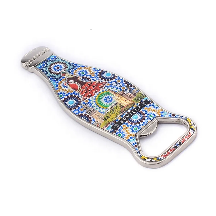 Wholesale 3D Metal Fridge Magnet Spain Bottle Opener Magnet Souvenir For Tourist Resort Refrigerator Magnet with Foil Paper