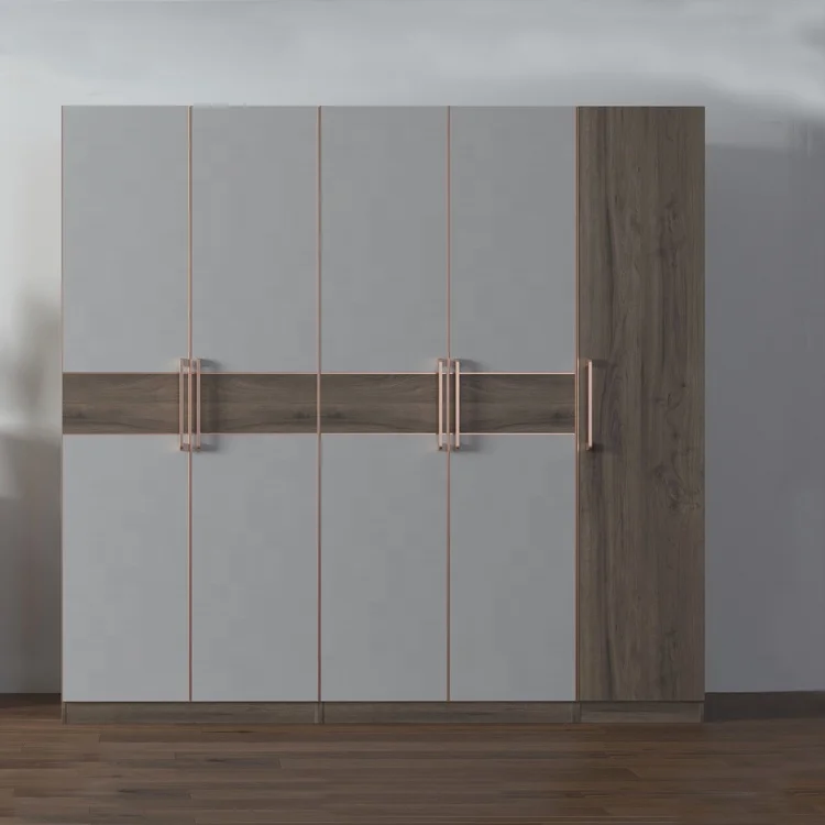 
2019 Custom Made MDF Wardrobe Furniture Wooden 5 Doors Custom Wardrobe Closets 