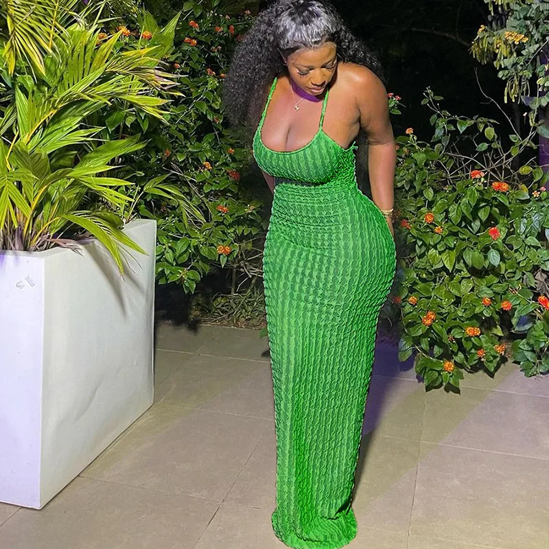 X1383 - fashion trendy plain floor length bandage halter backless sleeveless elegant casual dresses