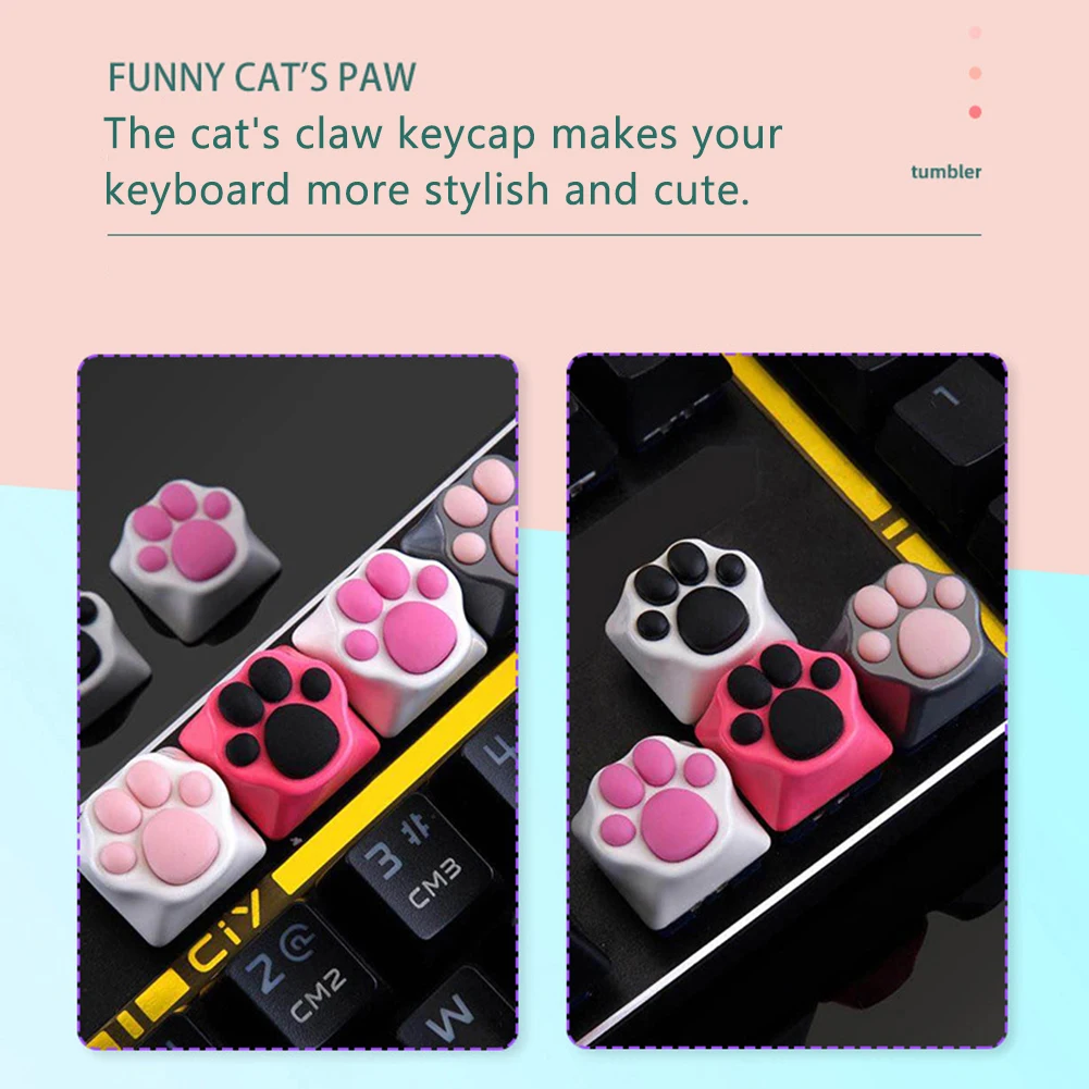 Kawaii Cute Cat Paw Pink Mechanical Keyboard Buttons Key Cap Replace KeyCap For Birthday Gift