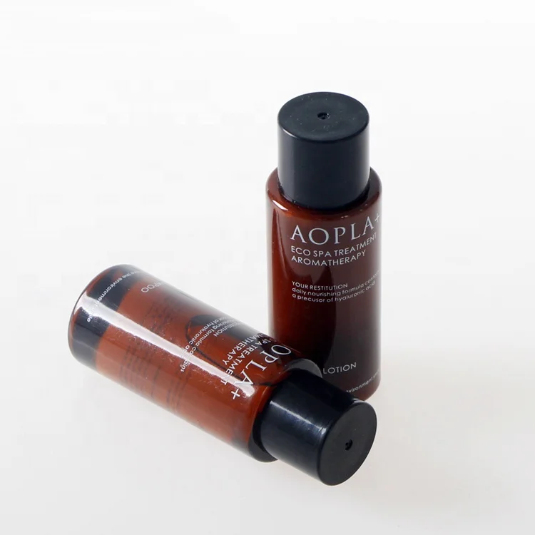 Mini size hotel travel cylinder 30ml amber pet plastic bottle