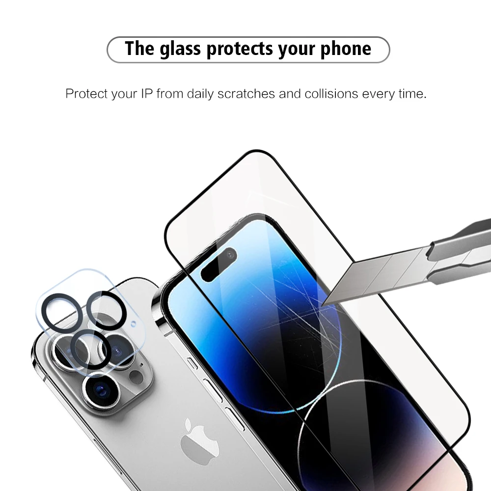 2023 design frosted incassable ESD tempered glass screen protector For iPhone 14 13 12 Pro Mini Max plus lens glass protector