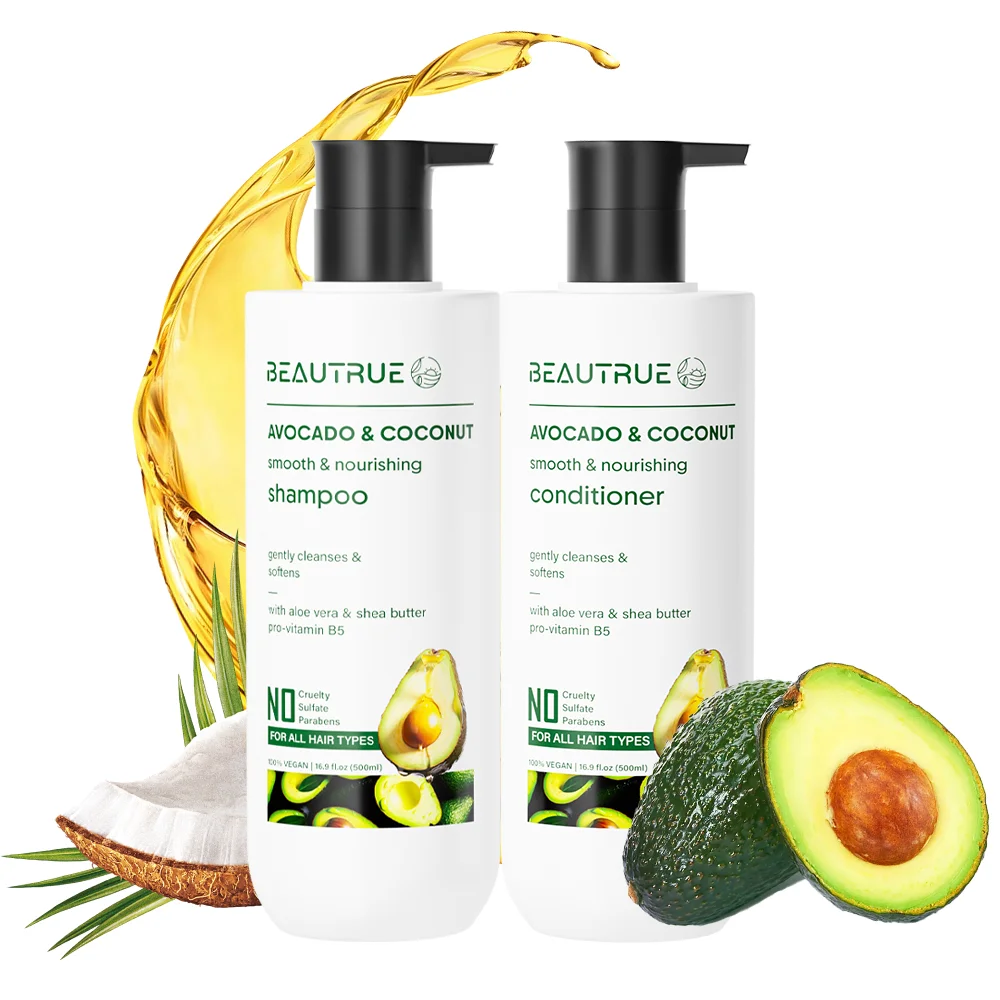 Private Label Vegan High Quality Avocado Coconut Oil Smooth Nourishing Shampoo And Conditioner For Hair Moisturizing Treatment