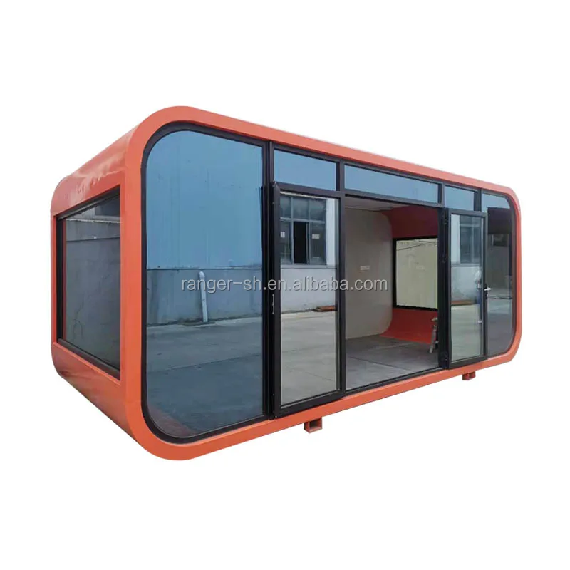 CE certified highly custom tinted tempered glass window apple cabin prefab container house