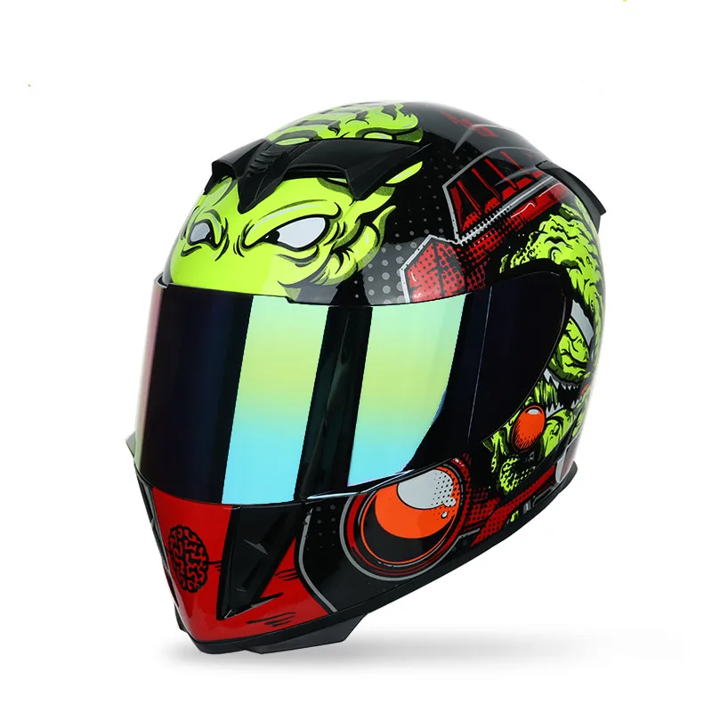 Whosale Full Face Motorcycle Helmets Plating Color Lenses Four season For Motorcycle Driving Helmet