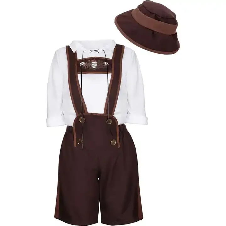 Kid Girls Dirndl Dress Boys Lederhosen Costume Oktoberfest Party Costumes