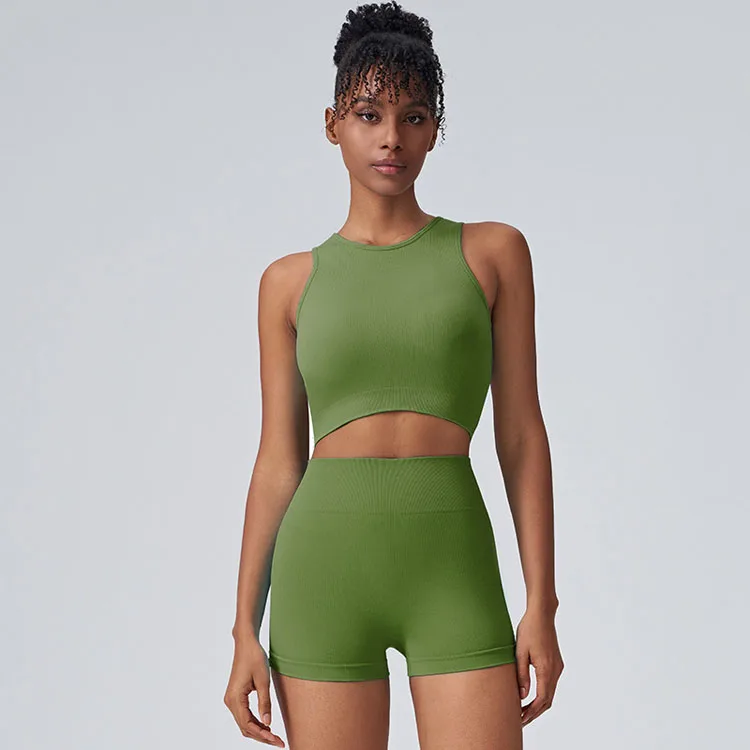 Summer new design women hollow high end candy color backless sexy and breathable yoga set