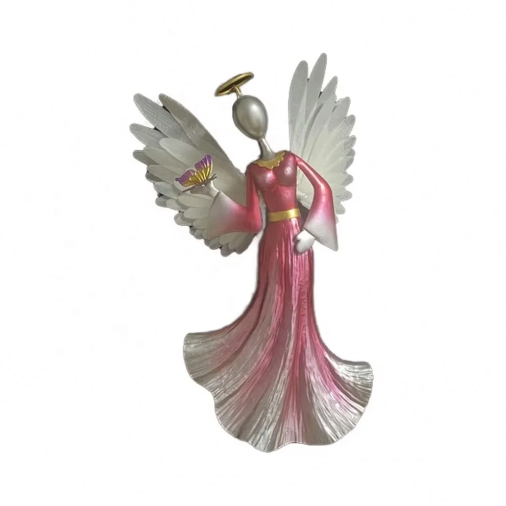 Shingel factory price Changing LED Stake Fiber Optic Angel Solar Power Lights