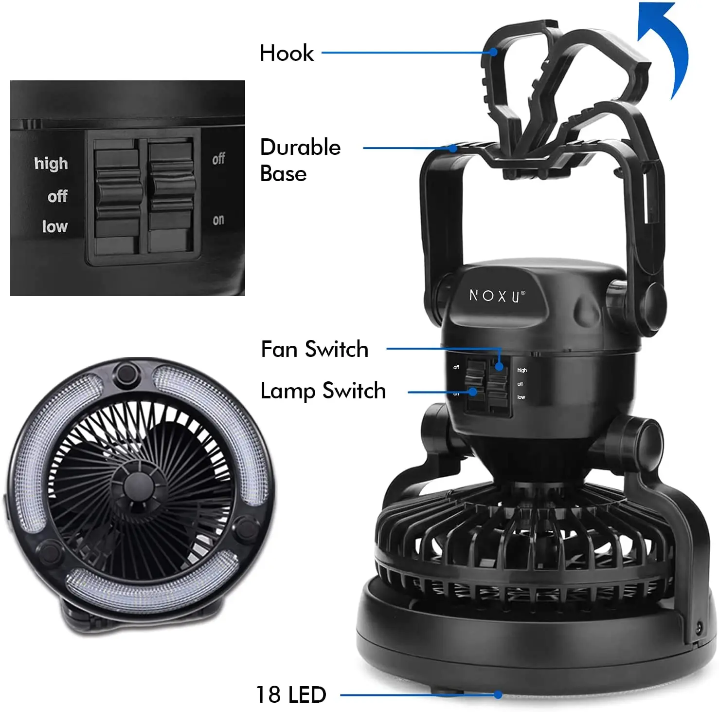LED fan light outdoor tent multifunctional 18LED camping light two-in-one camping fan light