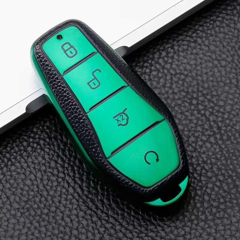 Car TPU Leather Car Key Case Cover for BYD Song Qin Han EV Tang DM 2018 - 2022 Shell Protector Fob Auto Accessories