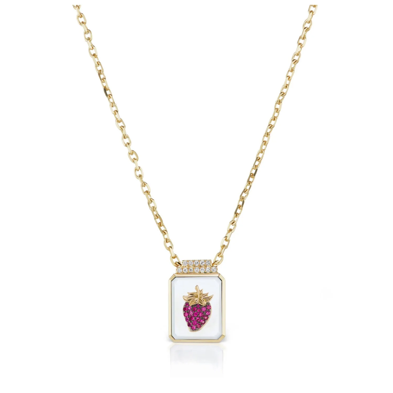 INS gold plated Heart birds pendant strawberry moon Tarot card necklace for women