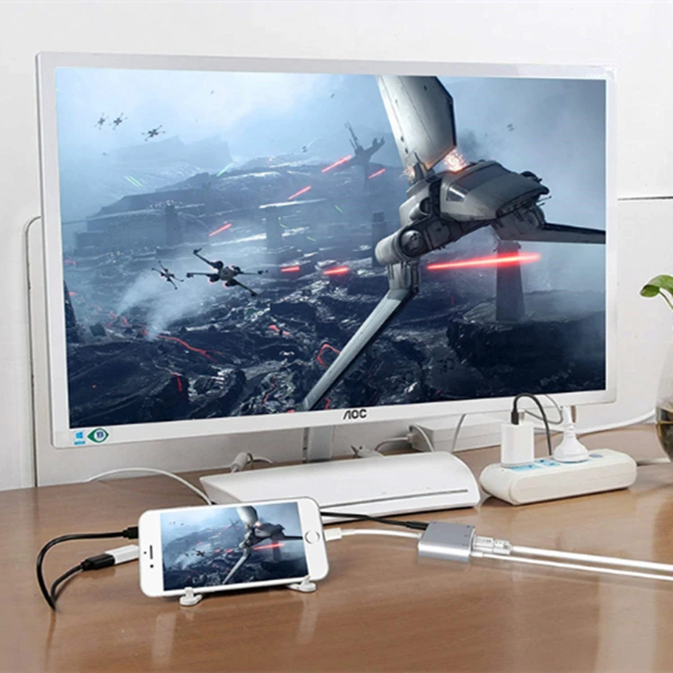 4 in1 Digital Audio Video HDTV Converter for iPhone to HDMI VGA AV Adapter for iPhone Xs X XR 8 7 6plus for iPad Air/mini/pro