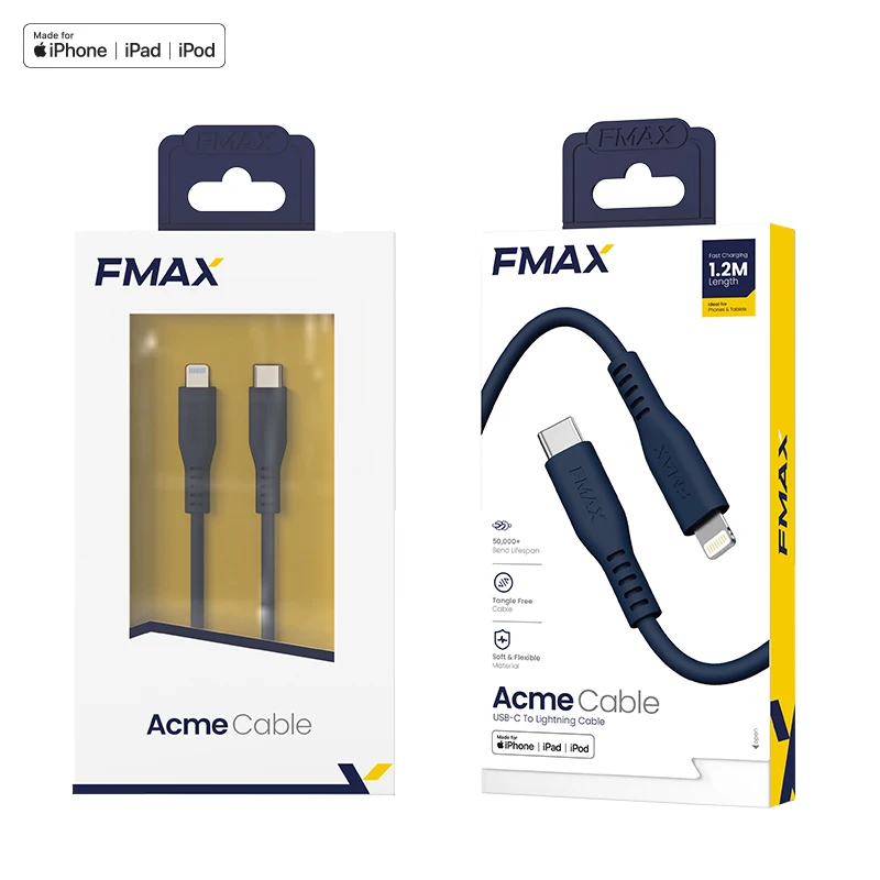 FMAX MFi Certified Lightning Cable 30W PD 3A Fast Charging USB C To Lighting Charger Cable For iPhone
