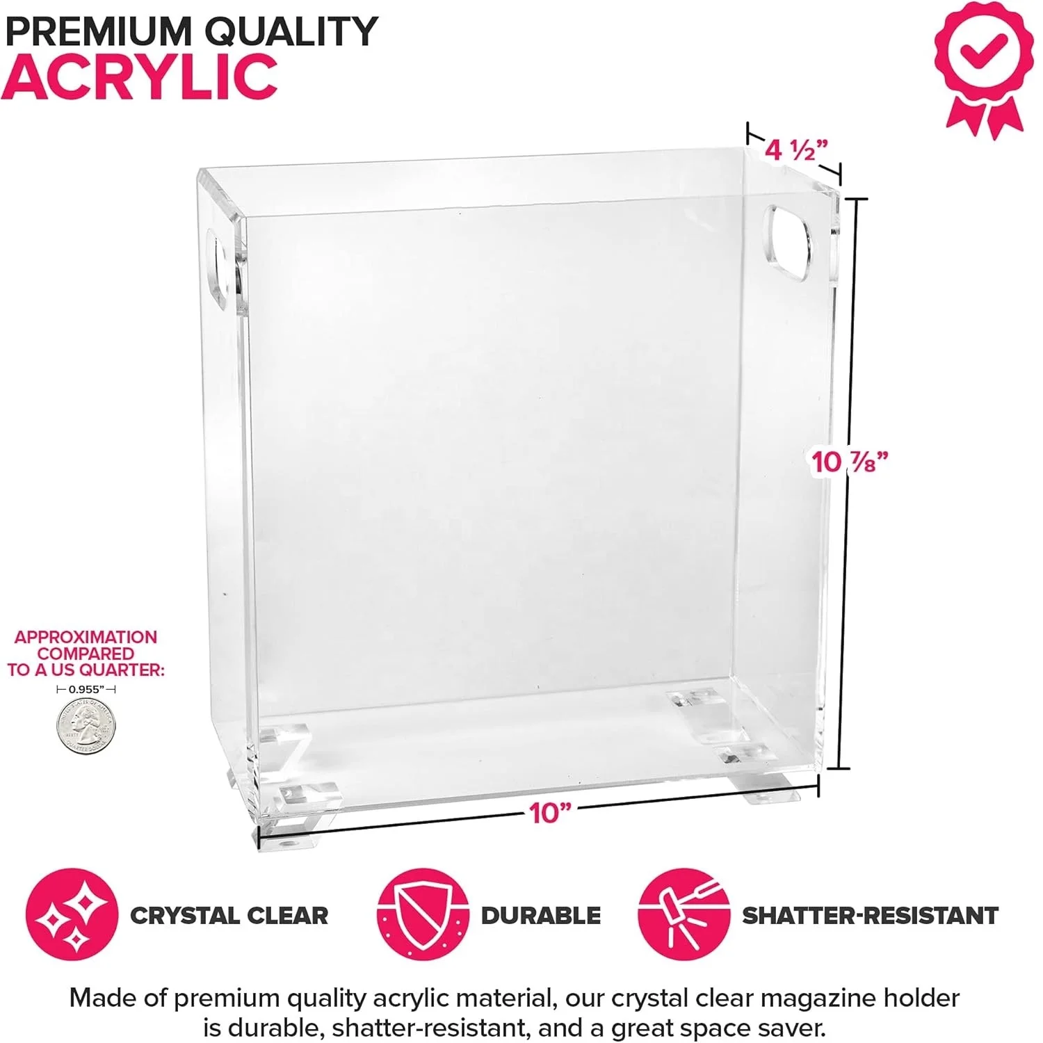 Crystal Clear Acrylic Magazine Holder Shatterproof Open Top Space Saver Magazines Publications Office Desk Reception Waiting