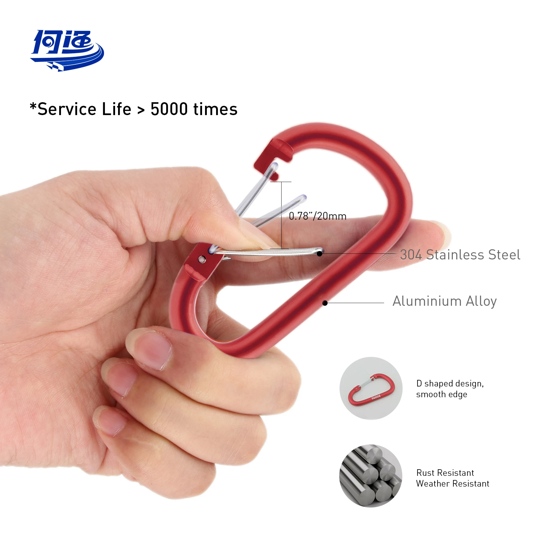 Heavy Duty Aluminum 3inches Carabiner Snap D Shape Karabiner Ring Tactical Hook Clip CC3 Carabiner Keychain For Outdoor