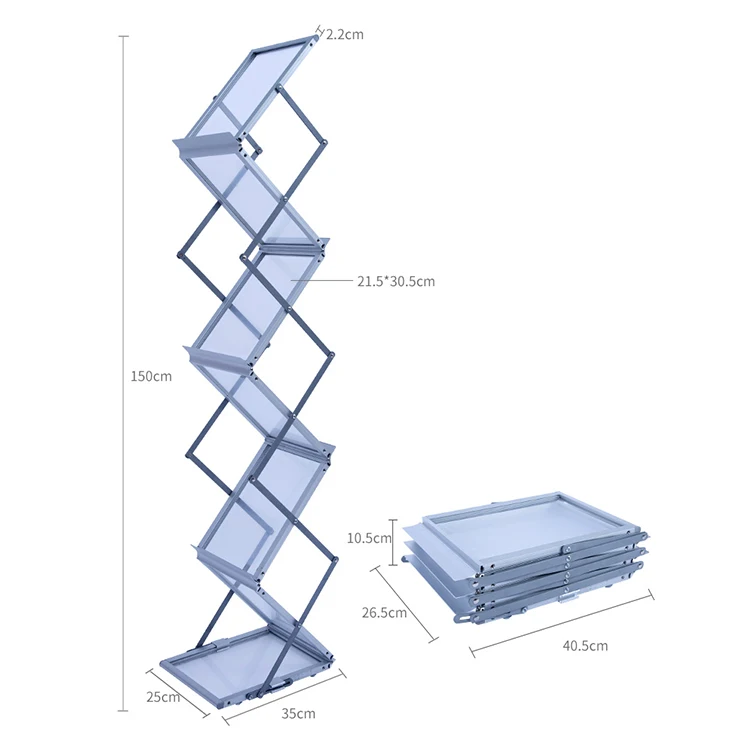 Promotional catalogue aluminum stand acrylic Z shape brochure display stand