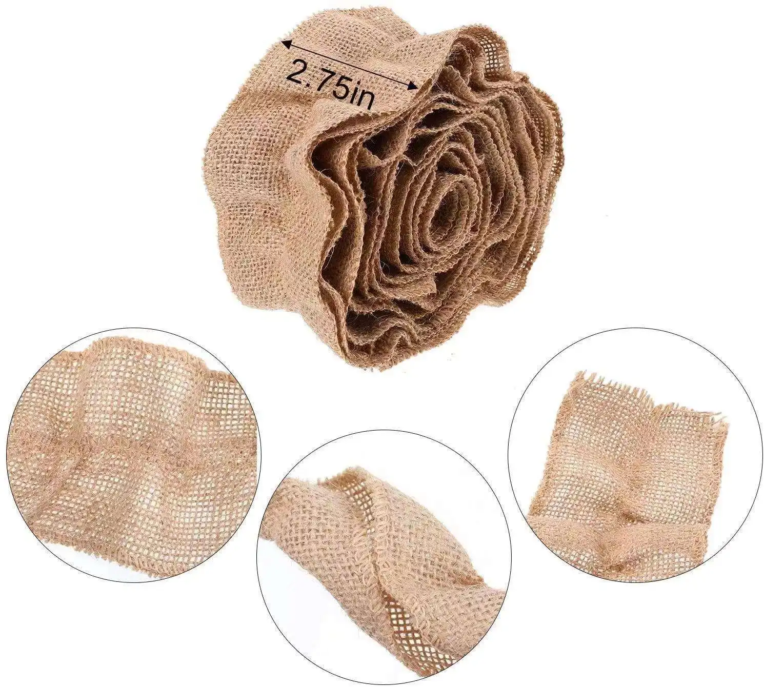 Rustic Burlap Ribbon For Christmas Tree Garland Decor Burlap Jute Ribbon Garland For Christmas Crafts Decoration