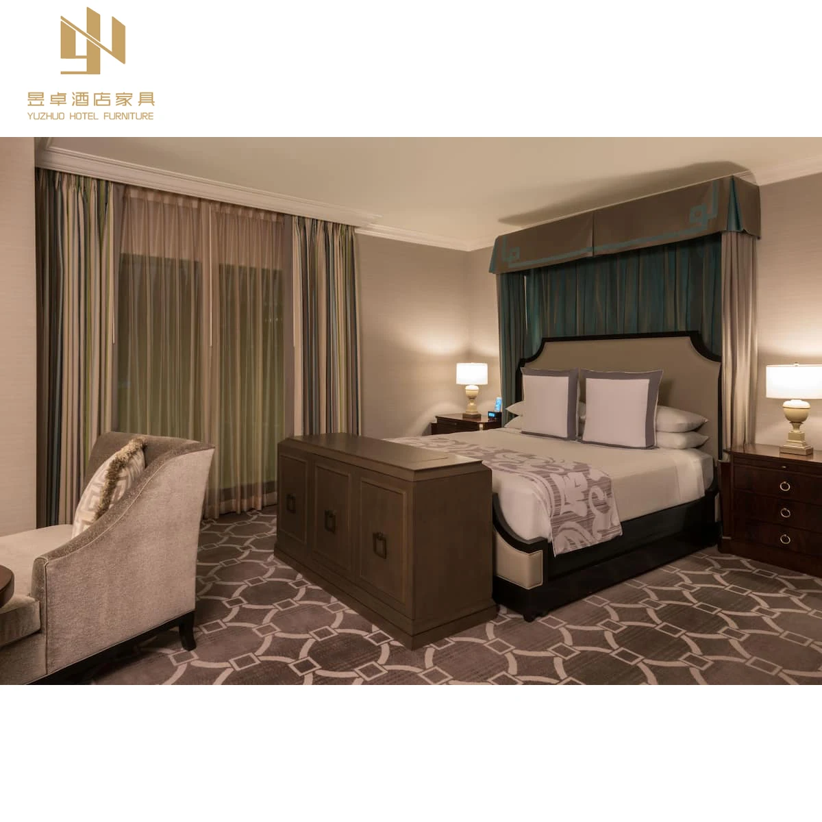 Foshan Luxury Custom Made Hotel Furniture Modern Star Commercial Bedroom Sets Lobby Wood Material Living Room Villa Application