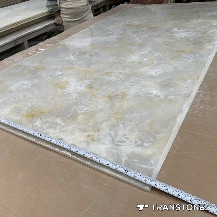 White Onyx Flexible Stone Translucent Alabaster Sheet For Onyx Bar Decorative Artificial Wall Panel 8*4ft