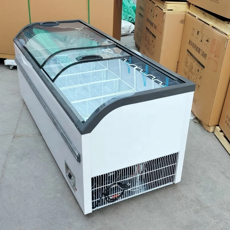 LSX factory price 100L - 600L Icecream Freezer Glass Top Chest Freezer Deep Refrigerator Freezer