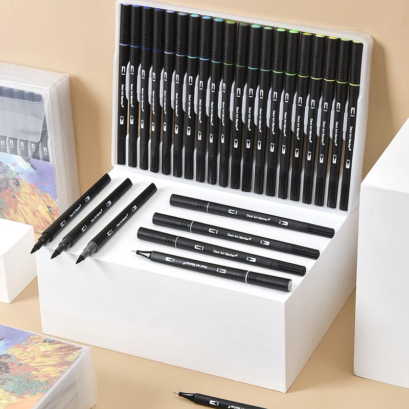 Wholesale Giorgione Marker 72colors Double triangle Tip Pens Watercolour Brush For Supplier
