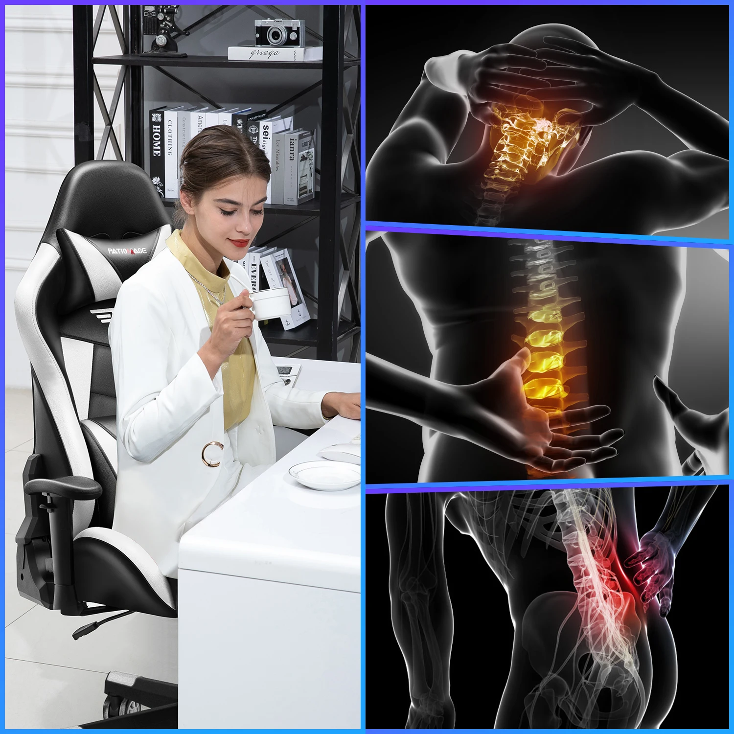 
2020 Amazing hottest blue tooth RGB speakers and massage cheap office furniture Computer Gaming Chair with retractable footrest 