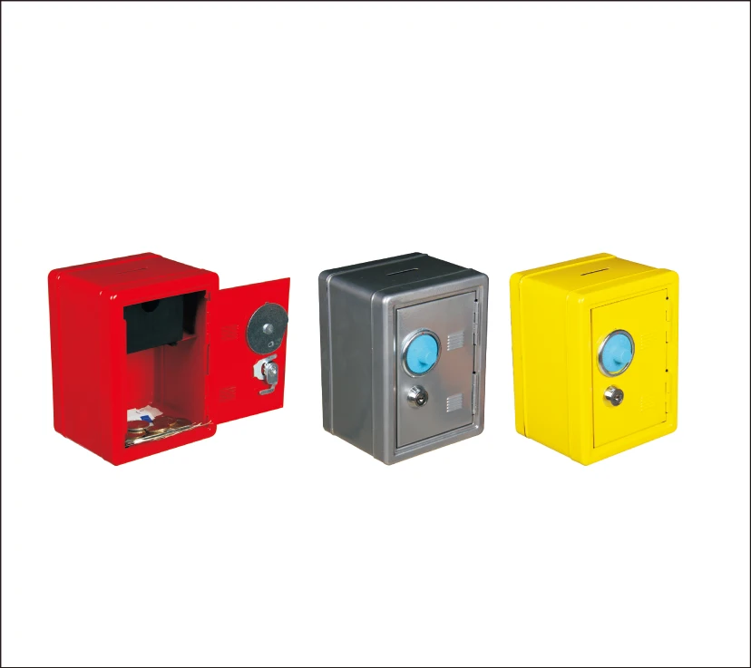 High quality Best selling cute small metal safe coin box with simple double locks as gift for