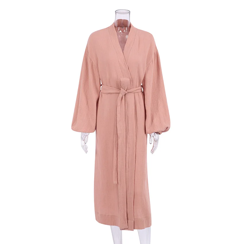 High Quality Double-layer Crepe Custom Cotton Muslin 4 Layer Lady Gown Breathable Women Bathrobe Luxury Spa