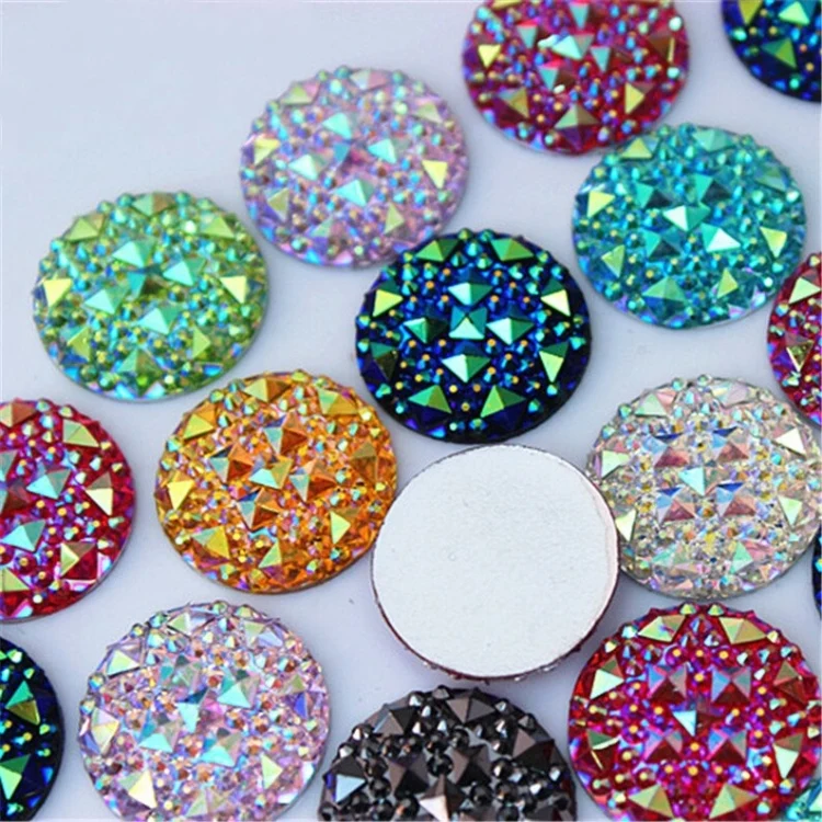 Special Effect Round Shapes AB Gummy Spike resin stones flat Faceted beads  sew on flat back acrylic rhinestones