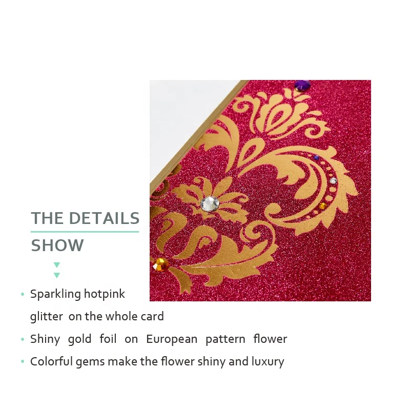 Custom Handmade Shiny Gold Foil Glitter Cards, Thank You Invitation Greeting Cards