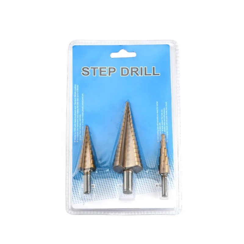 3 предмета в комплекте из быстрорежущей стали с титановым покрытием Шаг сверло набор ручкой ручное поворачивание сверла для дрели escalonadas