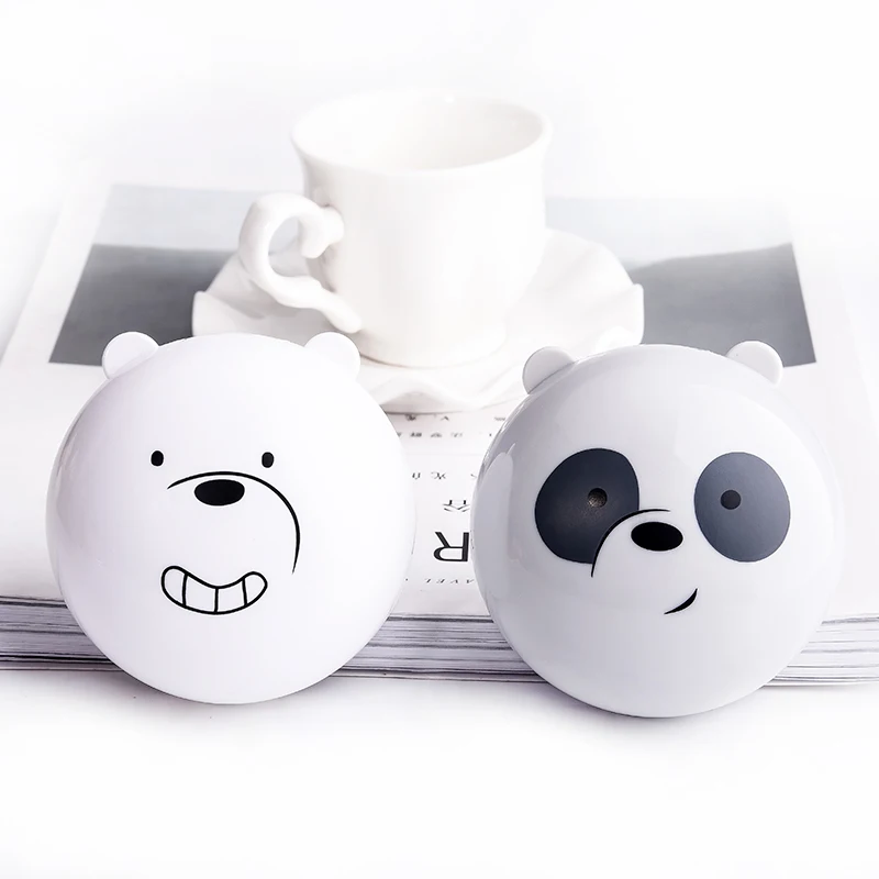 High Quality Cute Cartoon Contact Lenses case Mate Box Color Round Brown Bear Shape Portable