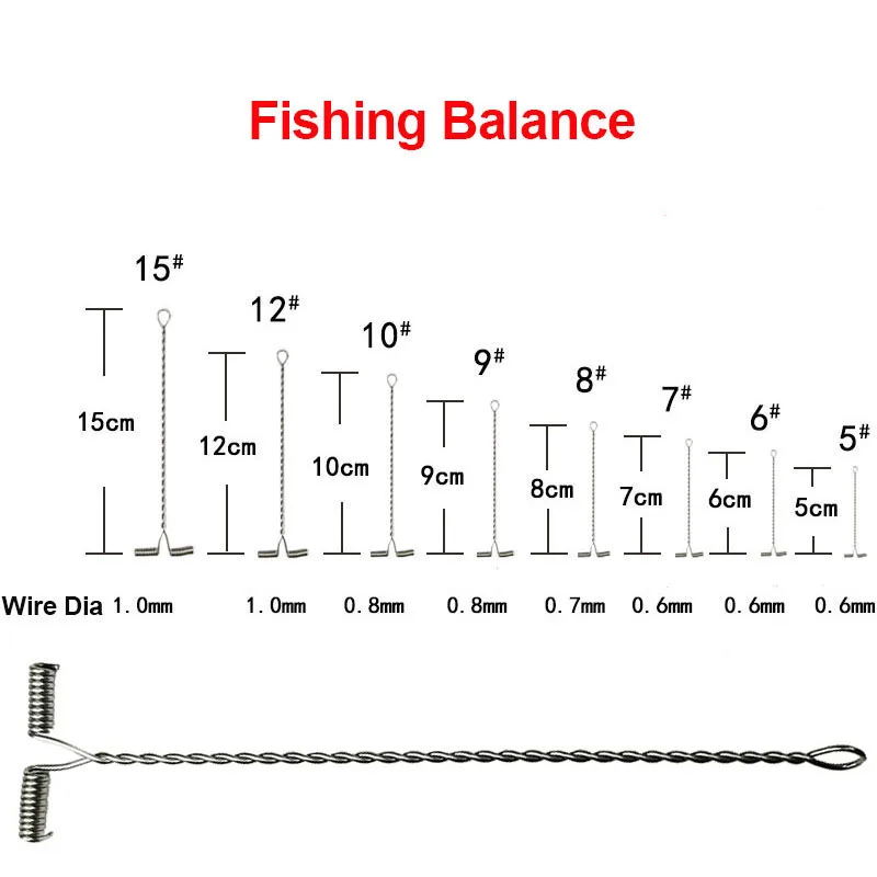 Stainless Steel Fishing Balance Rigs Hooks Wire Arm T Shape Swivel Twisted Crapp Cross-Line