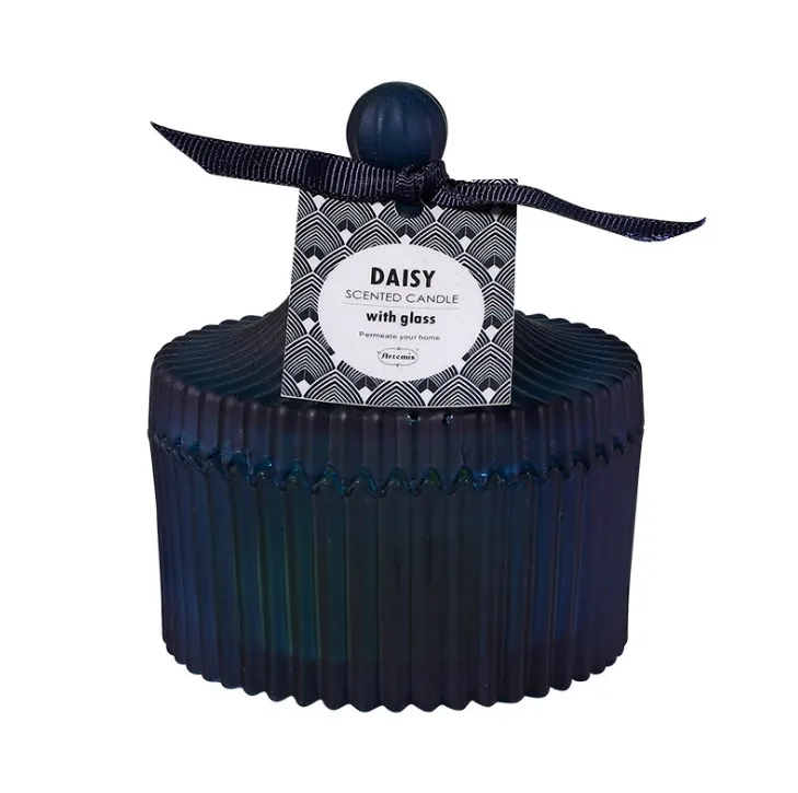 Wholesale High Quality Personalized Wooden Candle Wick Scented Candle Glass Jar with Lid